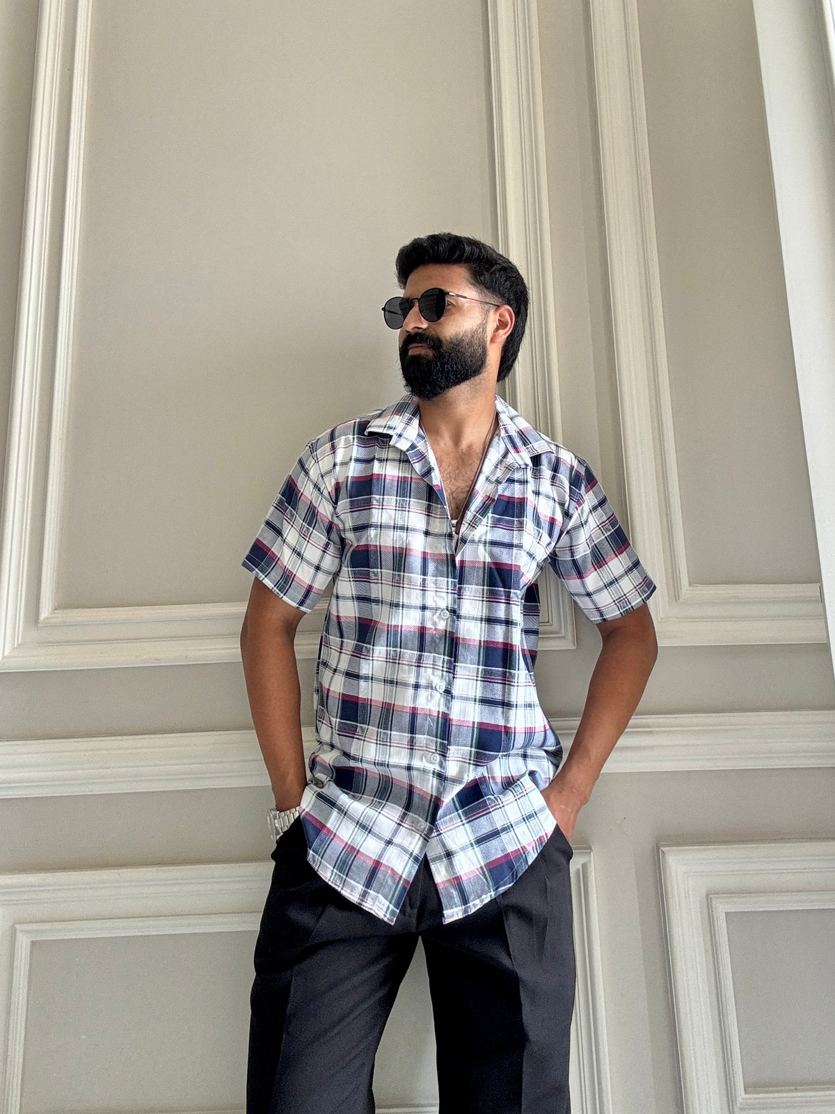 Men's Casual Half Sleeve Shirt - Check Multicolor | UHSS-159