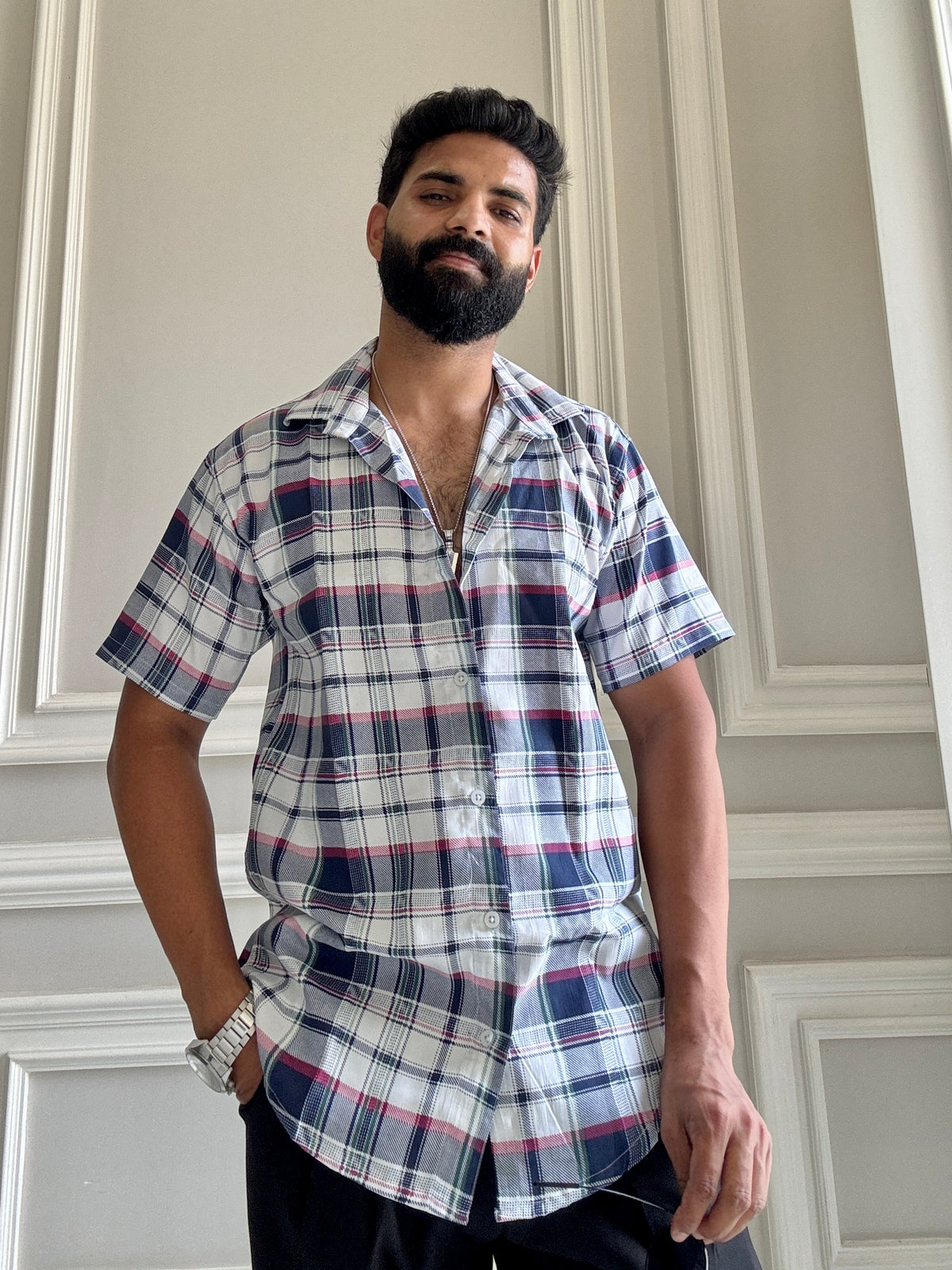 Men's Casual Half Sleeve Shirt - Check Multicolor | UHSS-159