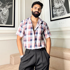 Men's Casual Half Sleeve Shirt - Check Multi | UHSS-163