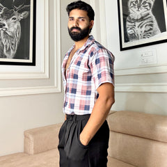 Men's Casual Half Sleeve Shirt - Check Multi | UHSS-163