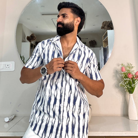 Men's Casual Half Sleeve Shirt - Striped | UHSS-166