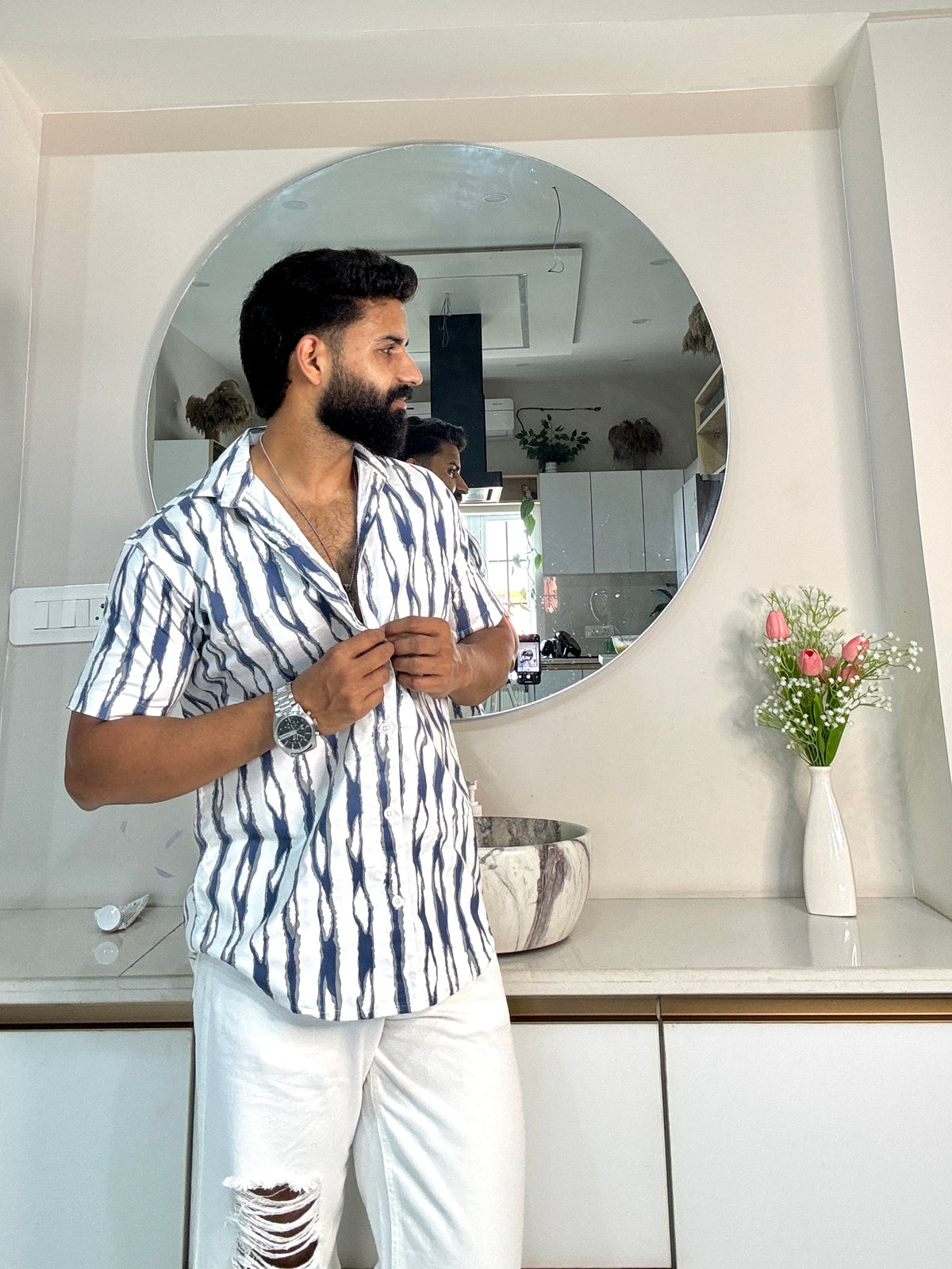 Men's Casual Half Sleeve Shirt - Striped | UHSS-166