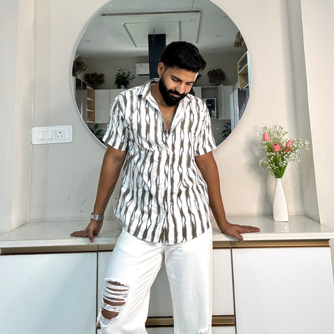 Men's Casual Half Sleeve Shirt - Striped | UHSS-165