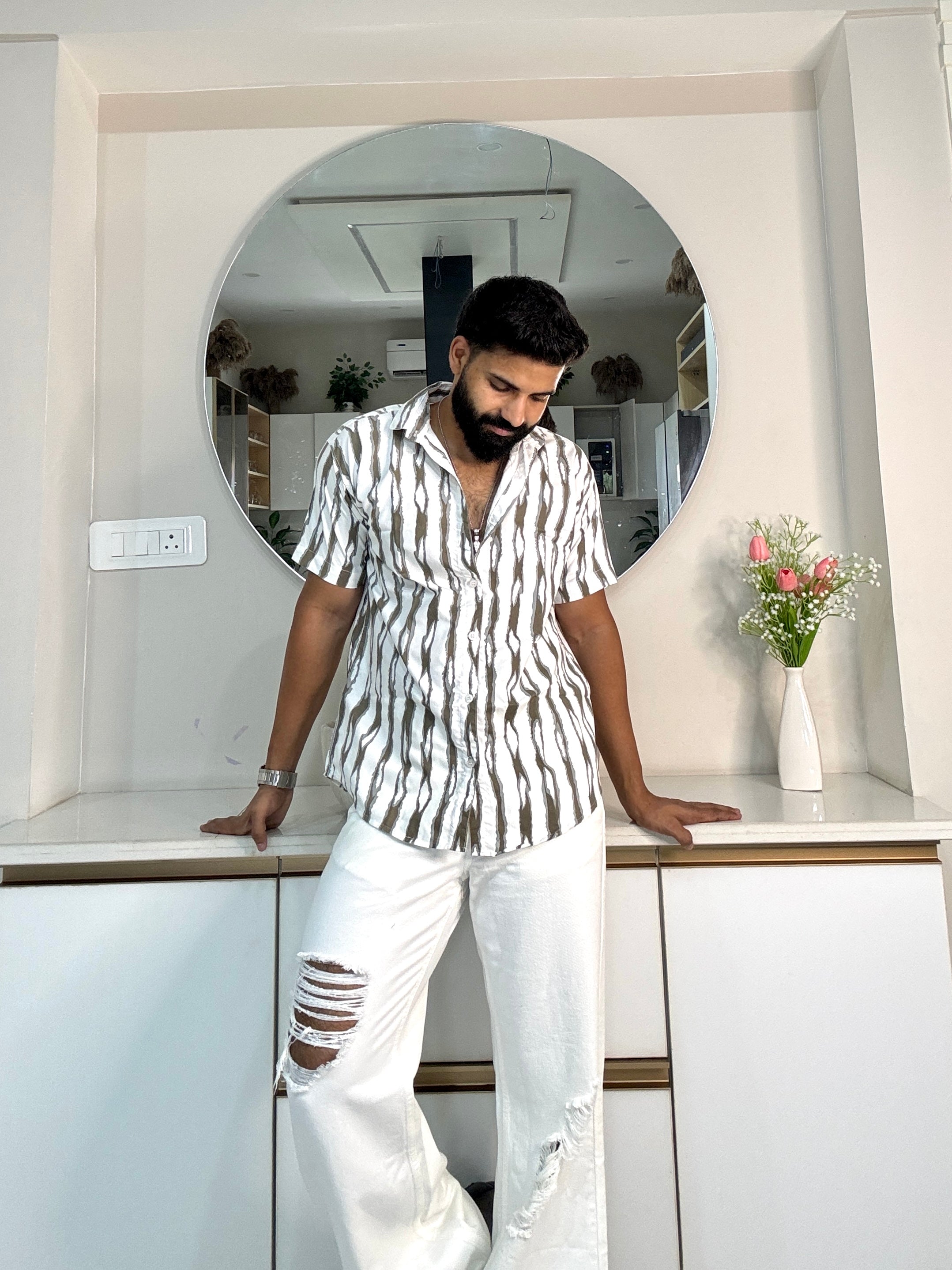 Men's Casual Half Sleeve Shirt - Striped | UHSS-165