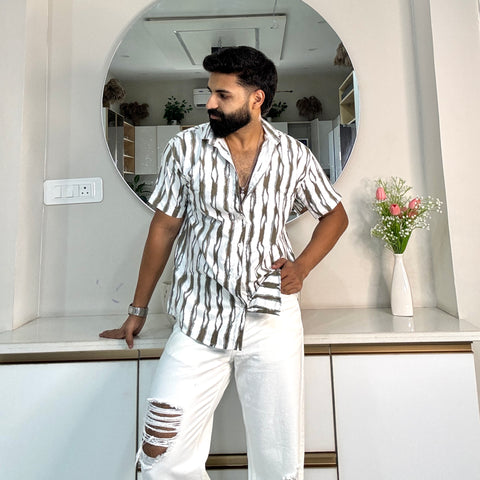 Men's Casual Half Sleeve Shirt - Striped | UHSS-165