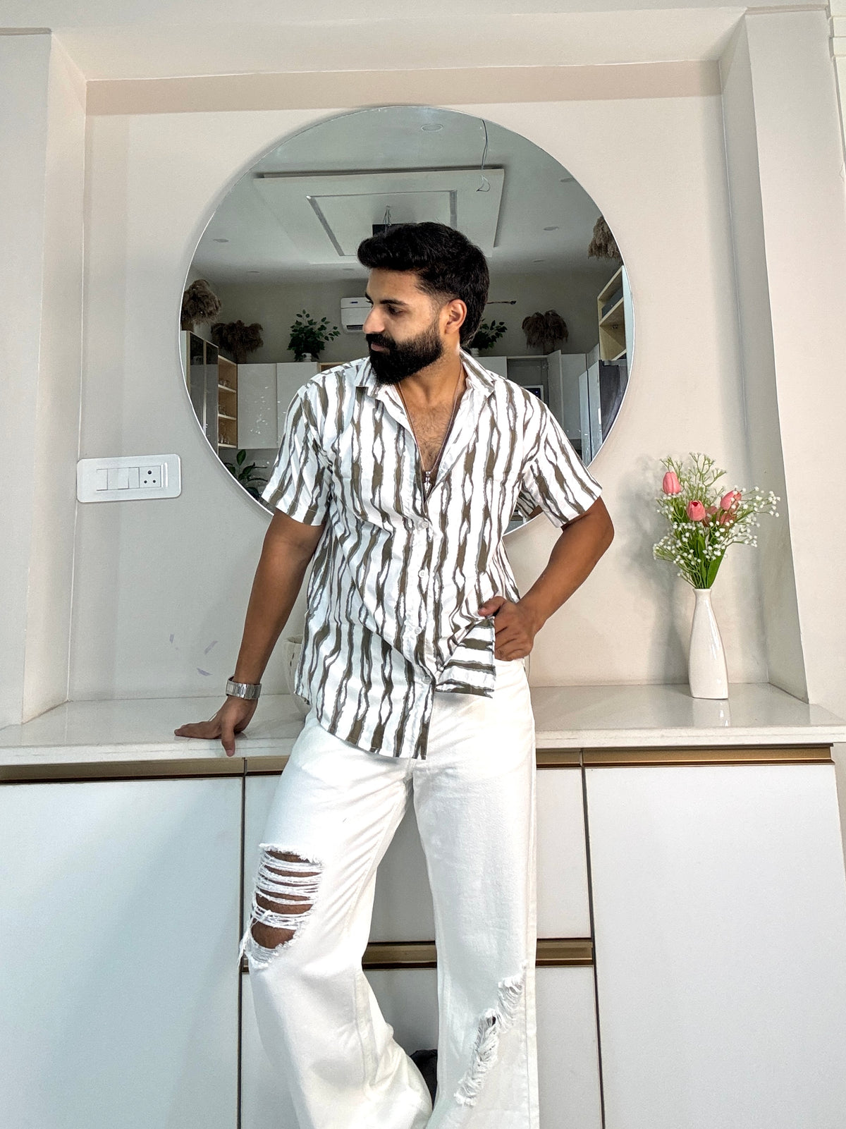 Men's Casual Half Sleeve Shirt - Striped | UHSS-165