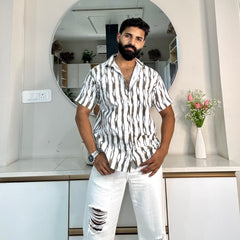 Men's Casual Half Sleeve Shirt - Striped | UHSS-165