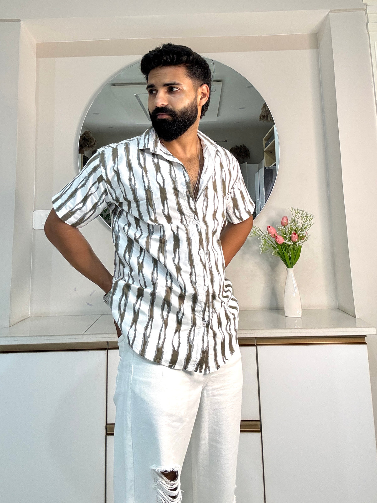 Men's Casual Half Sleeve Shirt - Striped | UHSS-165