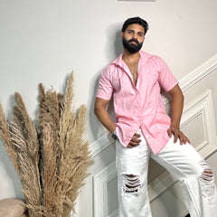 Men's Casual Half Sleeve Shirt - Blue | BHS-184