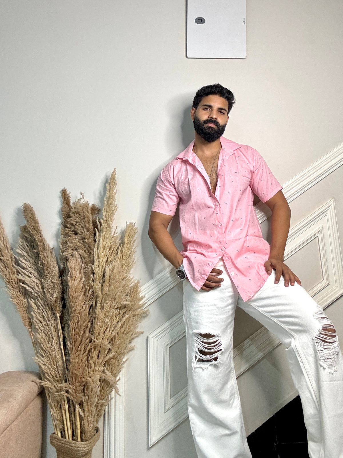 Men's Casual Half Sleeve Shirt - Blue | BHS-184