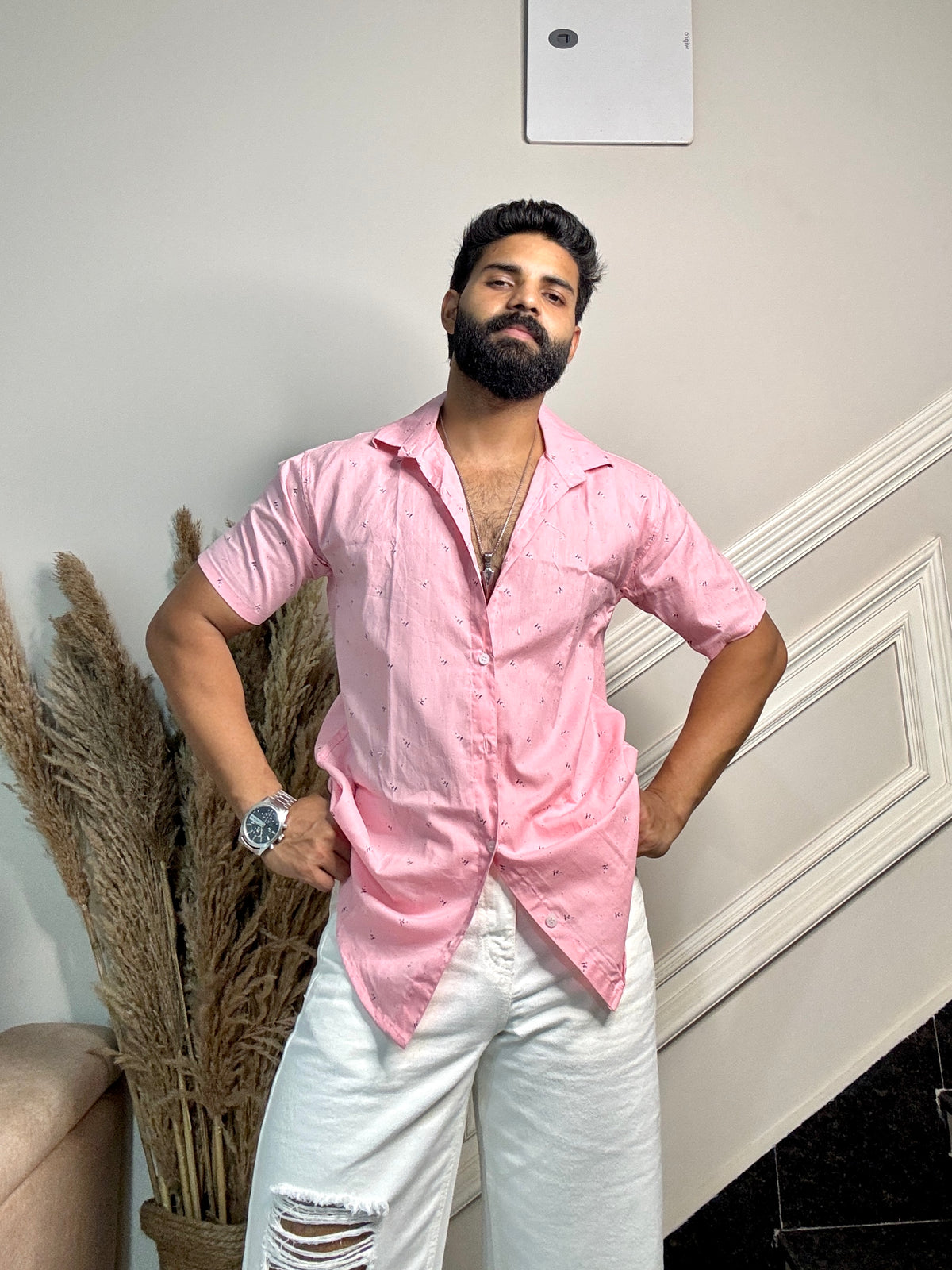 Men's Casual Half Sleeve Shirt - Blue | BHS-184