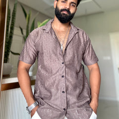 Men's Casual Half Sleeve Shirt - Light Brown | UHSS-149