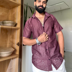 Men's Casual Half Sleeve Shirt - Maroon | SHS-154