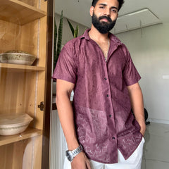 Men's Casual Half Sleeve Shirt - Maroon | SHS-154