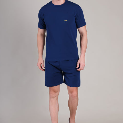 Navy Blue Cotton Co-Ord Set (Tshirt+Short) | NS-30