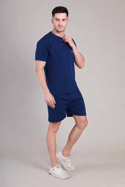 Navy Blue Cotton Co-Ord Set (Tshirt+Short) | NS-30