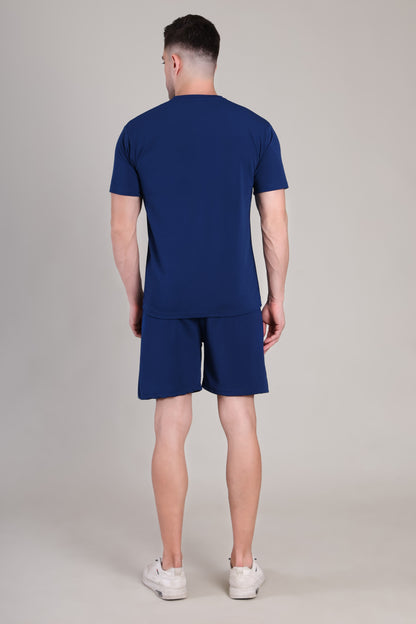 Navy Blue Cotton Co-Ord Set (Tshirt+Short) | NS-30