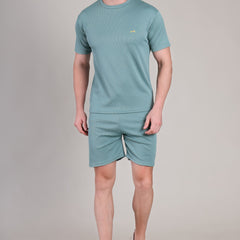 Sage Green Cotton Co-Ord Set (Tshirt+Short) | NS-23