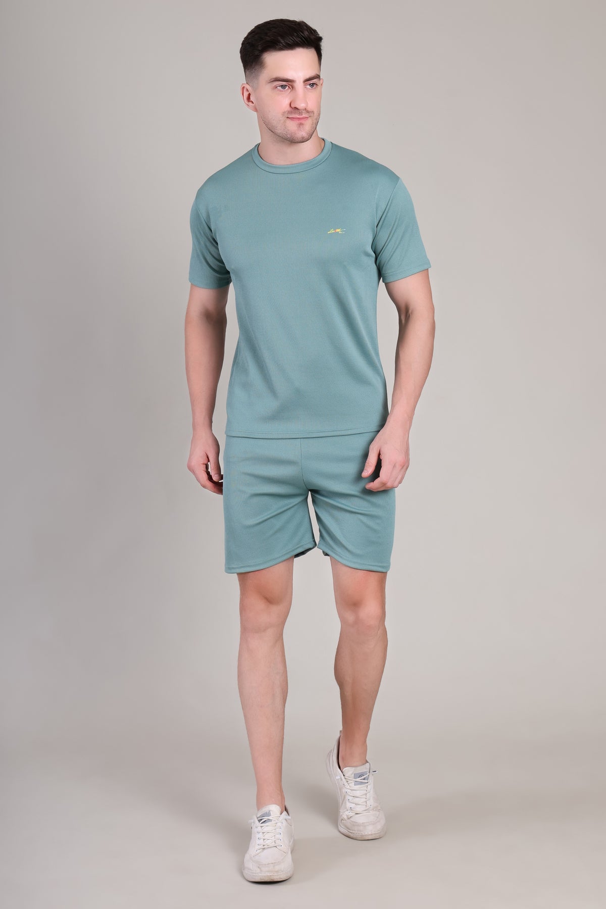 Sage Green Cotton Co-Ord Set (Tshirt+Short) | NS-23