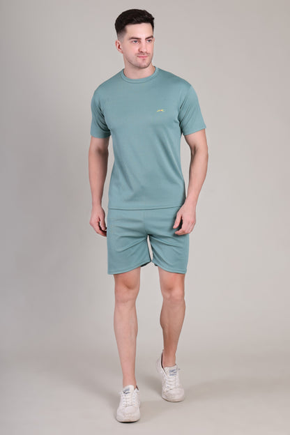 Sage Green Cotton Co-Ord Set (Tshirt+Short) | NS-23