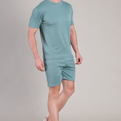 Sage Green Cotton Co-Ord Set (Tshirt+Short) | NS-23