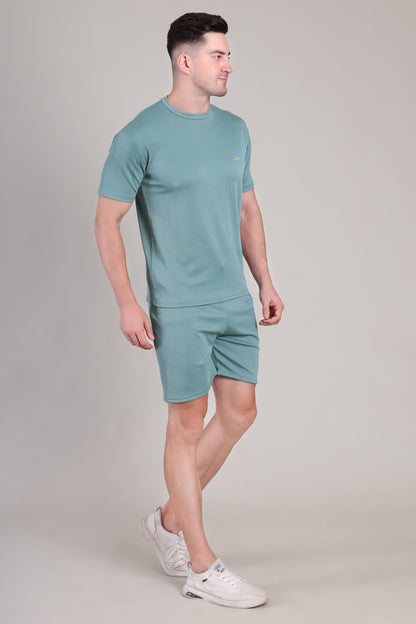 Sage Green Cotton Co-Ord Set (Tshirt+Short) | NS-23