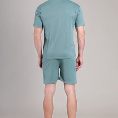 Sage Green Cotton Co-Ord Set (Tshirt+Short) | NS-23