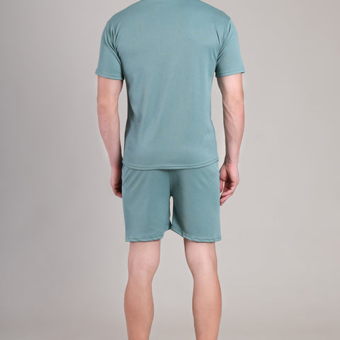 Sage Green Cotton Co-Ord Set (Tshirt+Short) | NS-23