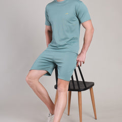 Sage Green Cotton Co-Ord Set (Tshirt+Short) | NS-23