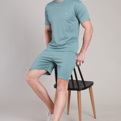 Sage Green Cotton Co-Ord Set (Tshirt+Short) | NS-23