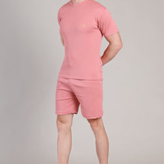 Salmon Pink Cotton Co-Ord Set (Tshirt+Short) | NS-24