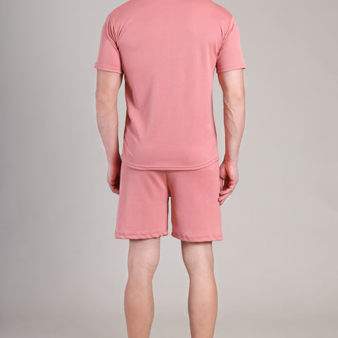 Salmon Pink Cotton Co-Ord Set (Tshirt+Short) | NS-24