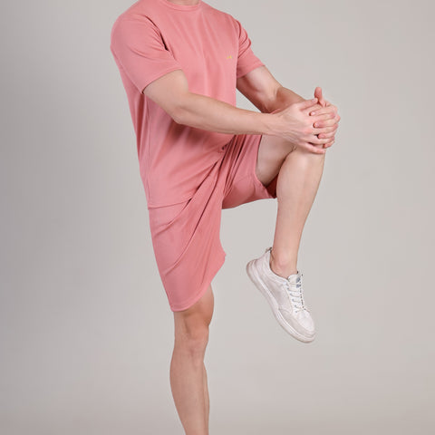 Salmon Pink Cotton Co-Ord Set (Tshirt+Short) | NS-24