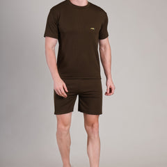 Brown Cotton Co-Ord Set (Tshirt+Short) | NS-25