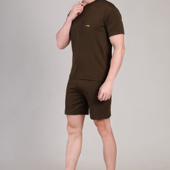 Brown Cotton Co-Ord Set (Tshirt+Short) | NS-25