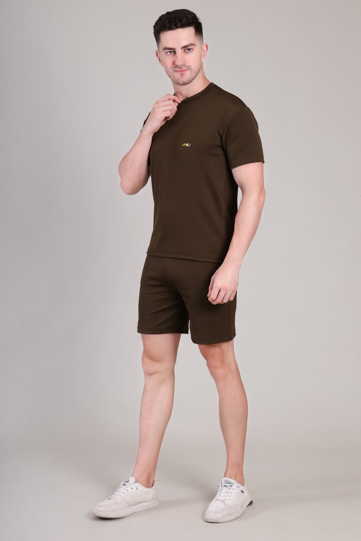 Brown Cotton Co-Ord Set (Tshirt+Short) | NS-25