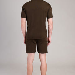 Brown Cotton Co-Ord Set (Tshirt+Short) | NS-25