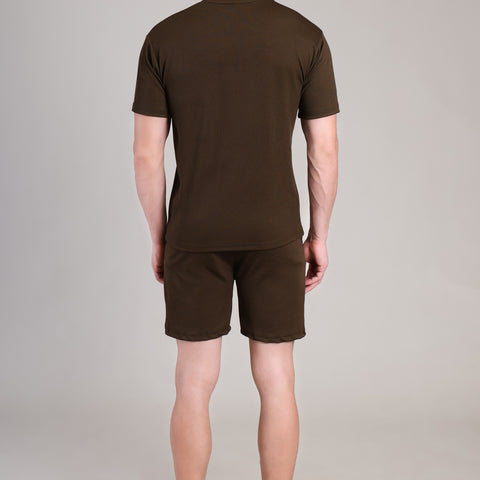 Brown Cotton Co-Ord Set (Tshirt+Short) | NS-25