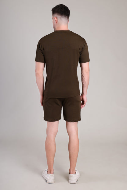 Brown Cotton Co-Ord Set (Tshirt+Short) | NS-25