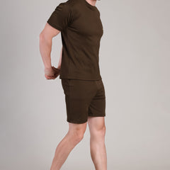 Brown Cotton Co-Ord Set (Tshirt+Short) | NS-25
