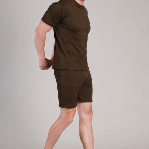 Brown Cotton Co-Ord Set (Tshirt+Short) | NS-25