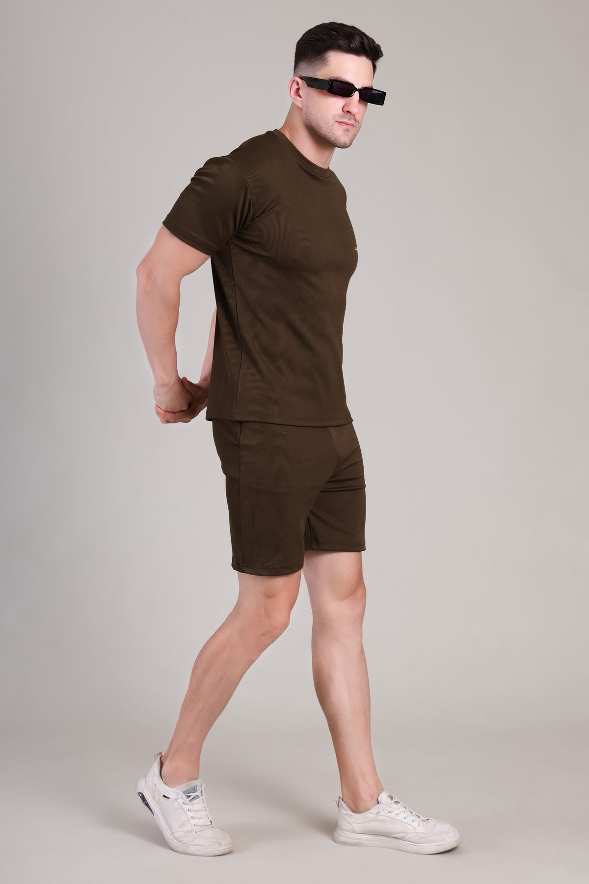 Brown Cotton Co-Ord Set (Tshirt+Short) | NS-25
