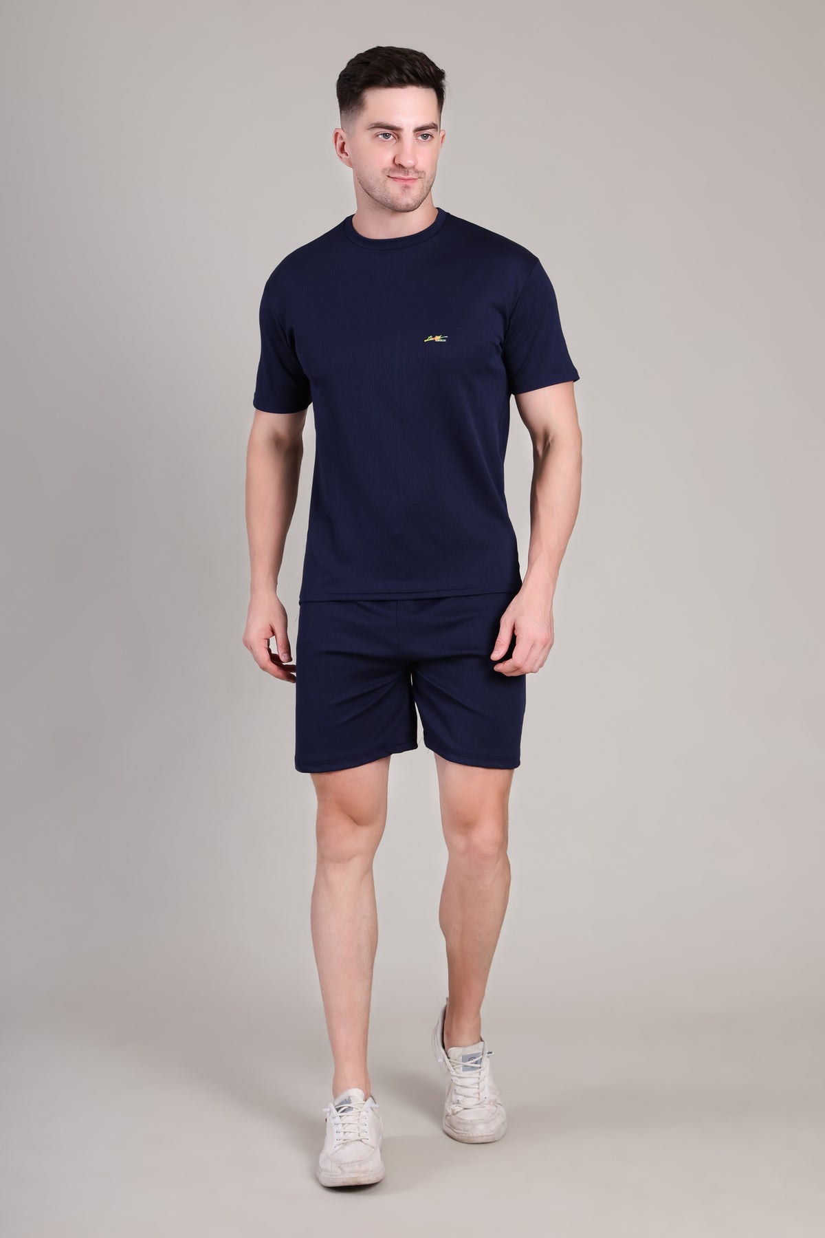 Dark Blue Cotton Co-Ord Set (Tshirt+Short) | NS-26