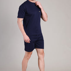 Dark Blue Cotton Co-Ord Set (Tshirt+Short) | NS-26