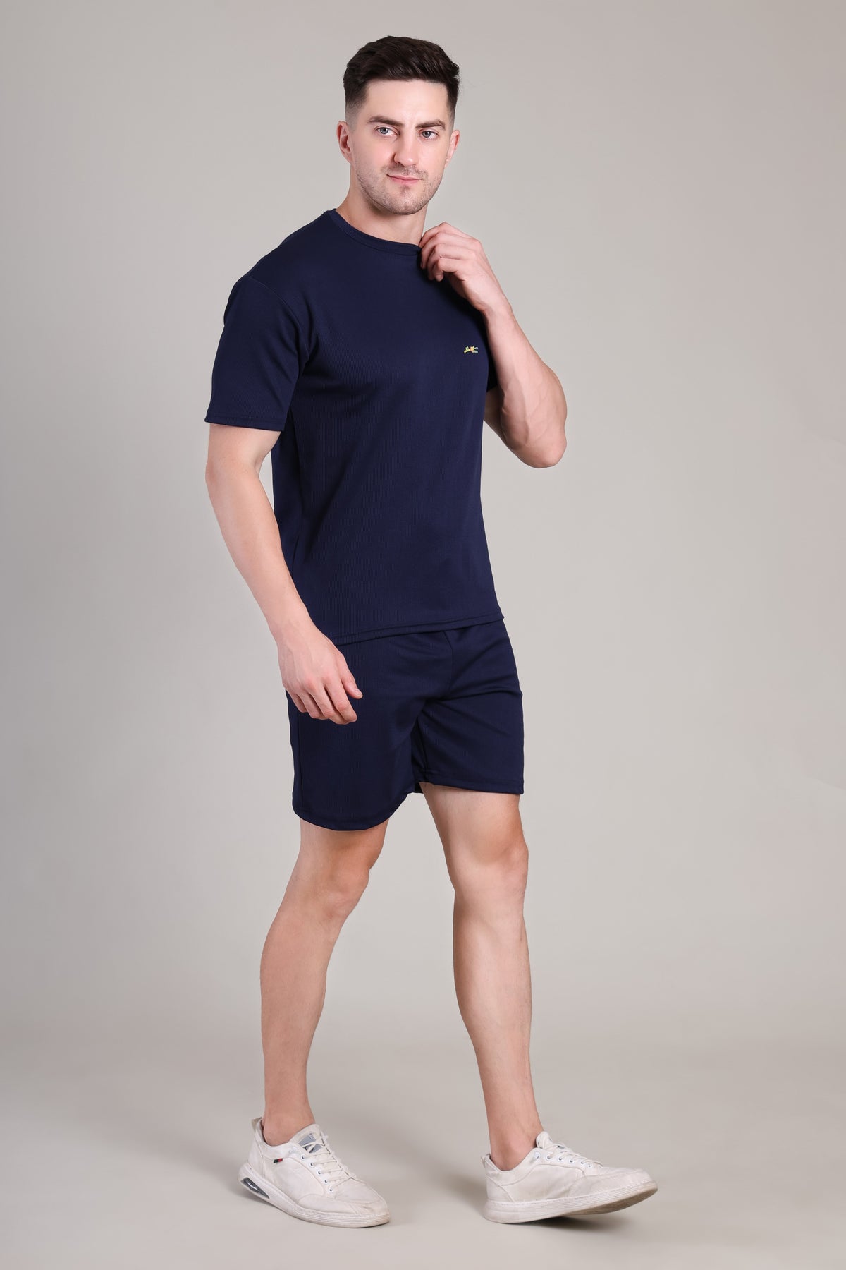 Dark Blue Cotton Co-Ord Set (Tshirt+Short) | NS-26