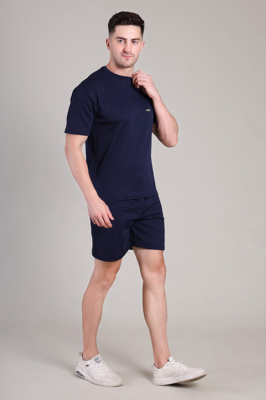 Dark Blue Cotton Co-Ord Set (Tshirt+Short) | NS-26
