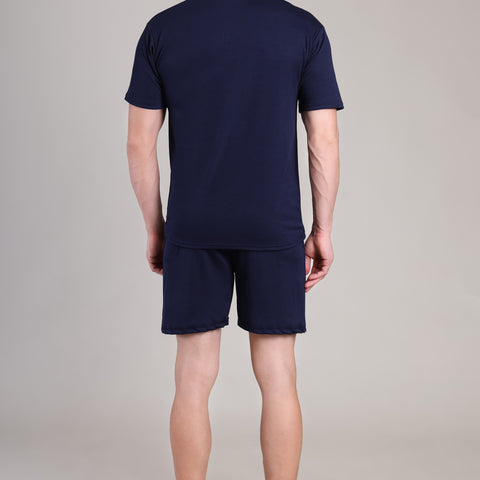 Dark Blue Cotton Co-Ord Set (Tshirt+Short) | NS-26