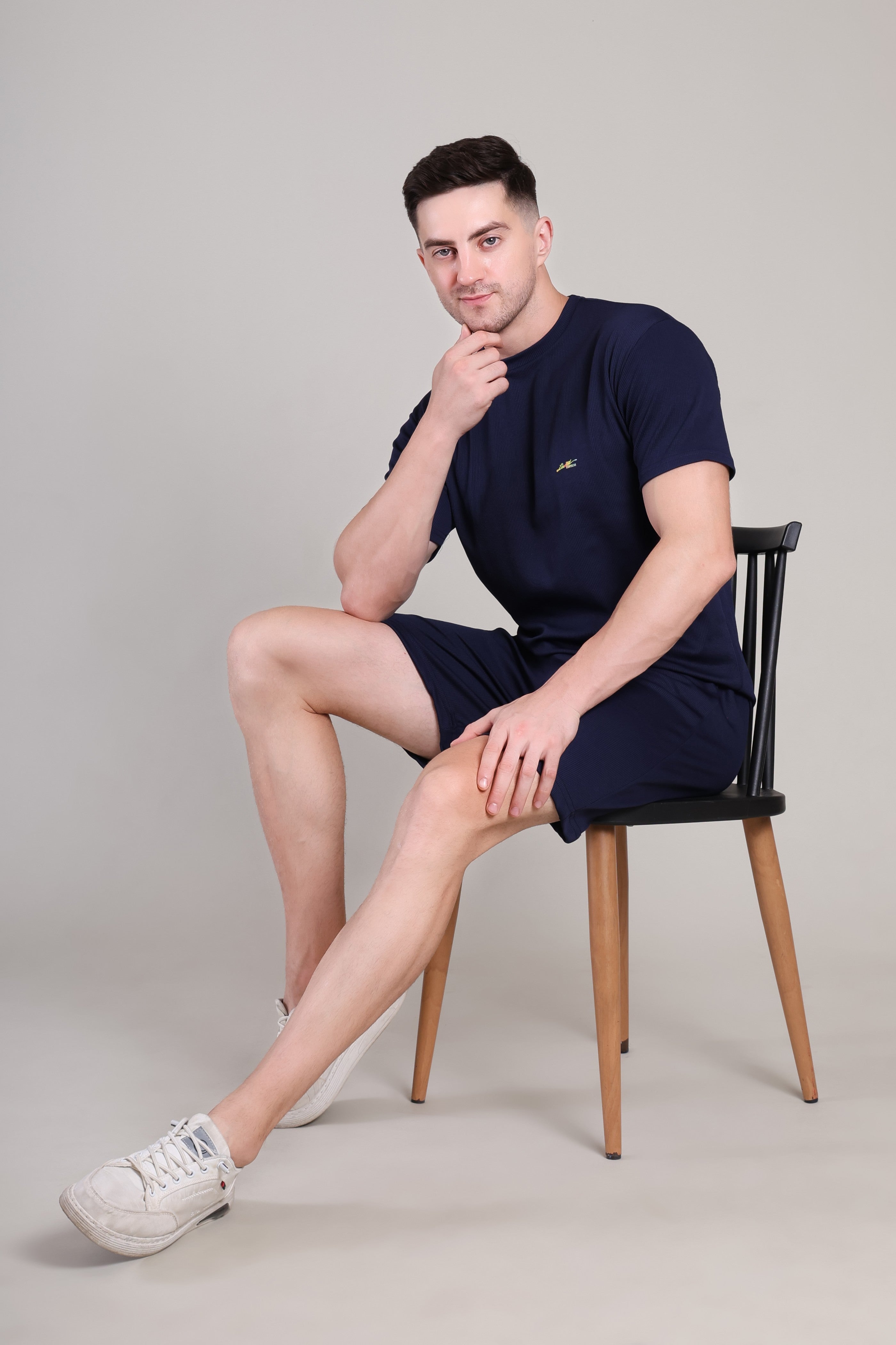 Dark Blue Cotton Co-Ord Set (Tshirt+Short) | NS-26