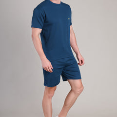 Turquoise Blue Cotton Co-Ord Set (Tshirt+Short) | NS-27