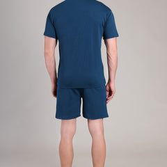 Turquoise Blue Cotton Co-Ord Set (Tshirt+Short) | NS-27